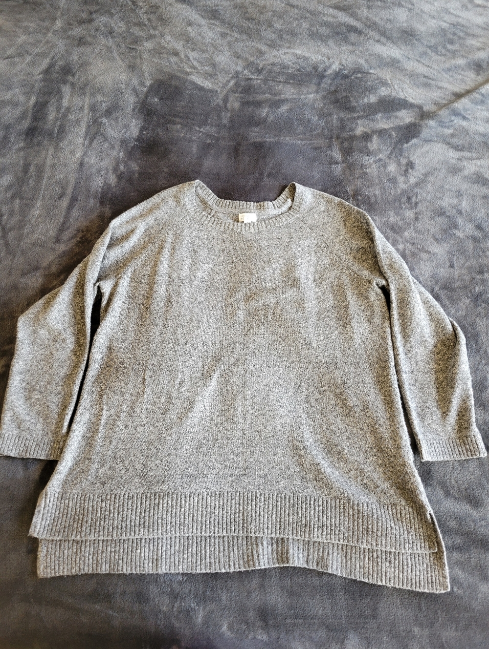 Market & Spruce Dark Gray Ryann Marled Textured Sweater